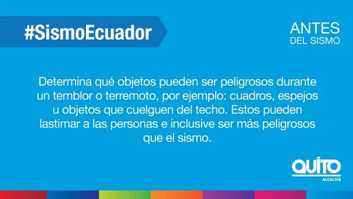 MunicipioQuito's tweet photo. ¡ATENCIÓN! Revisa estas importantes recomendaciones de prevención ANTES de un sismo 👇 https://t.co/sv1NOUx3tH