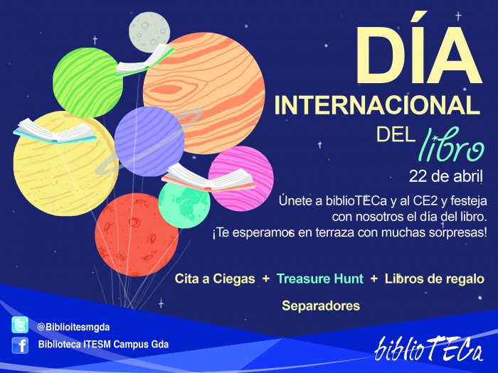 CE2GDA's tweet photo. Hoy es el día internacional del libro 
¿Sabes que es la literapia? entérate @biblioitesmgda #TecCampusGDL :) https://t.co/sdXLL2NdcM