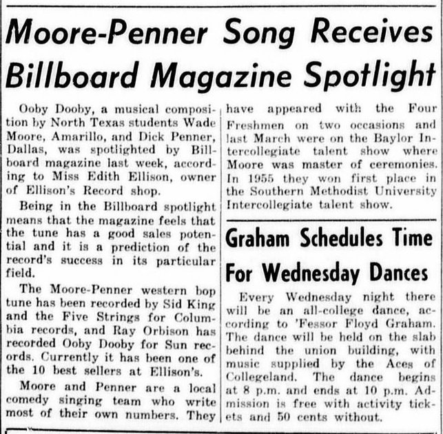 UNTSpecColl's tweet image. @ROYORBISON &amp;amp; #UNT Roots of “Ooby Dooby” ow.ly/4mY3Sr #UNT125 @UNTMusicLibrary @OnlyinDenton