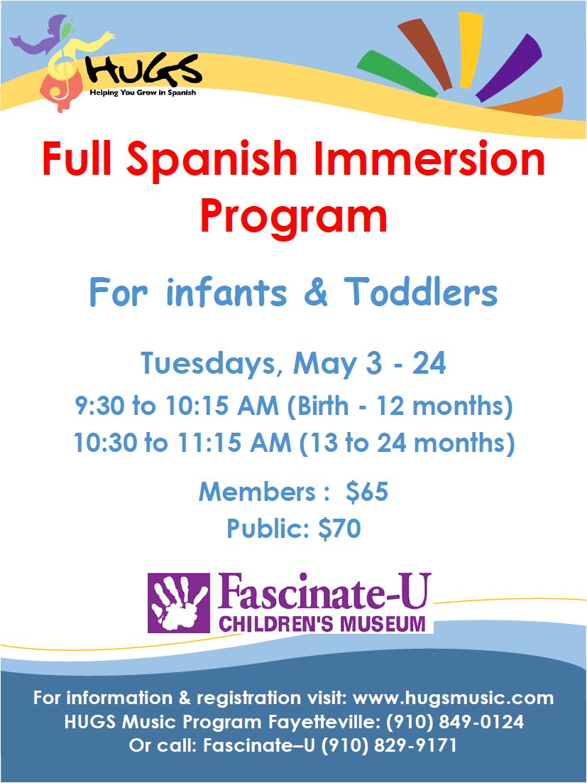 FascinateU's tweet image. Open registration for our #SpanishImmersionPrograms and #RoboticsWorkshops for May. Call 910-829-9171 to enroll!