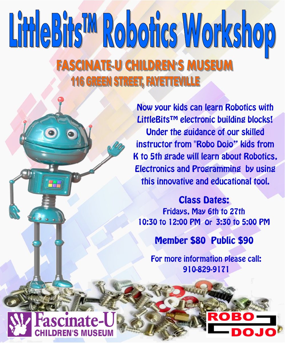 FascinateU's tweet image. Open registration for our #SpanishImmersionPrograms and #RoboticsWorkshops for May. Call 910-829-9171 to enroll!