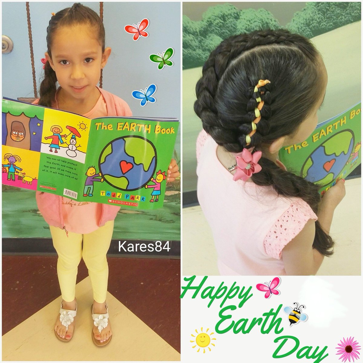 kares84's tweet photo. 🌎Happy Earth Day🌎from Andrea's School
🌺5 Strand Braid🌺framed with a 🌻Dutch Braid🌻

#EarthDay#SchoolHair @Scholastic https://t.co/7NQBsBdTcY