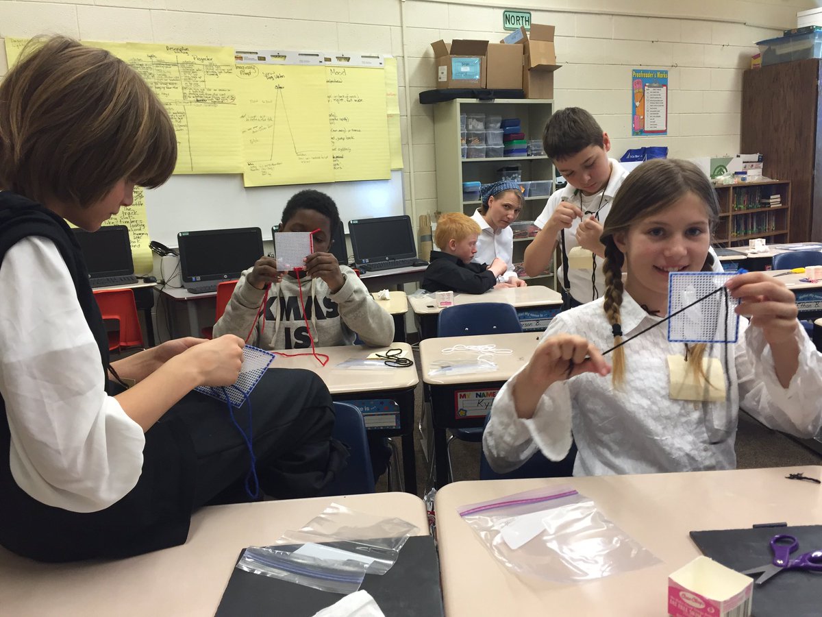 mr_ryanpeterson's tweet photo. Colonial crafts... Needle work! Students are realizing this takes patience:) @BergerBears https://t.co/WYYiVNYYT3
