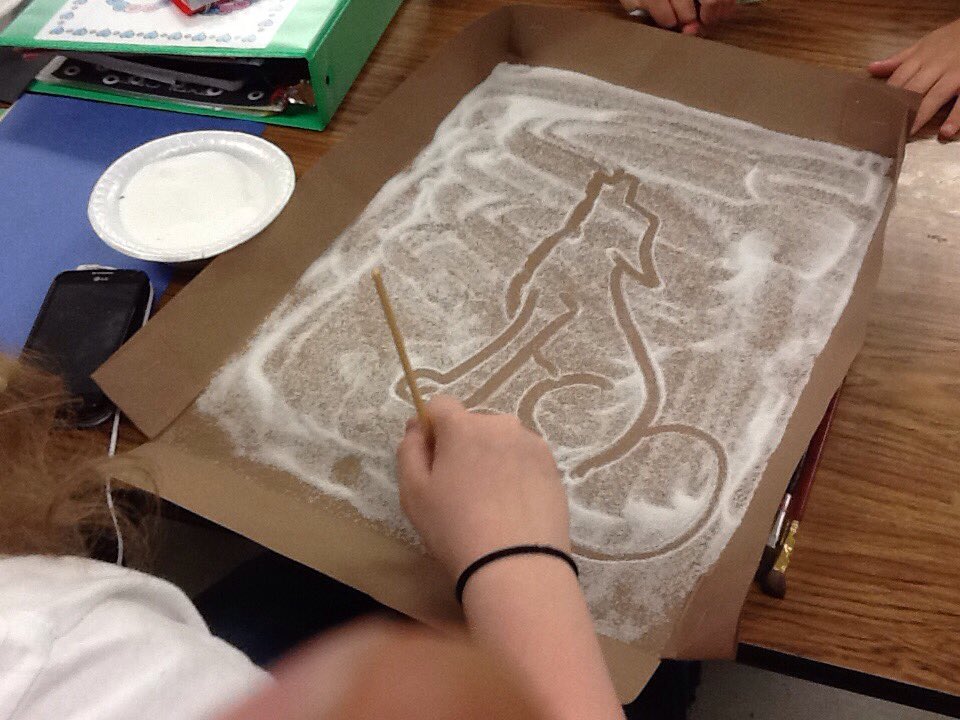 WrayWrayv's tweet photo. Art II salt drawings! https://t.co/2wTVUWqqhG