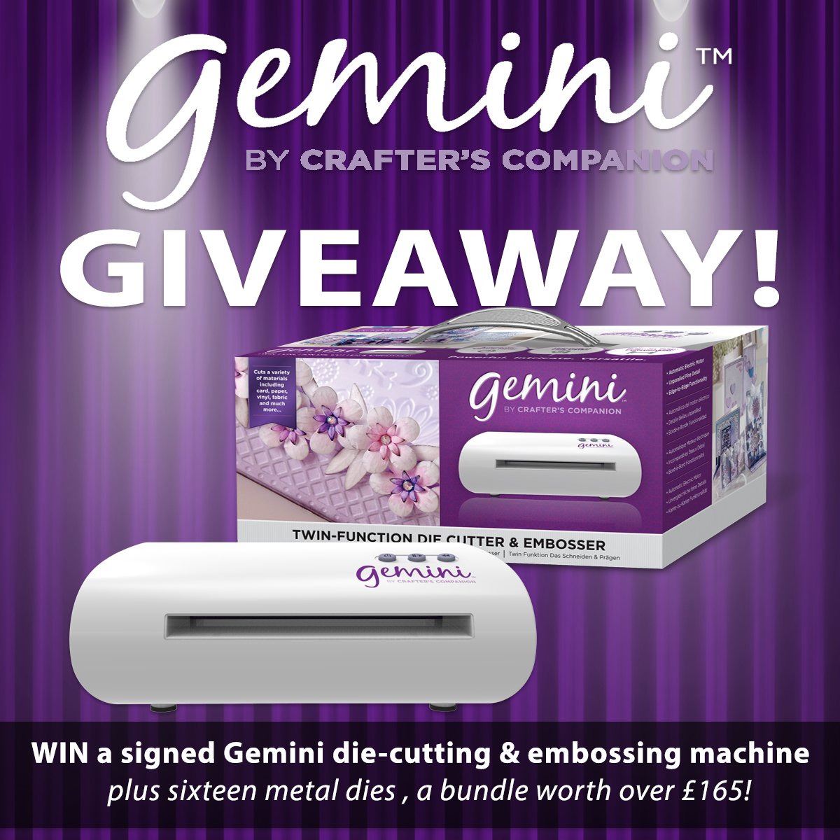 CraftersCompUK's tweet photo. Win a Gemini!  @SaraDaviesCC has put together a fab giveaway for you! Enter here: https://t.co/WPD6oKuLk8 #ccgemini https://t.co/56xFZ5DFvs