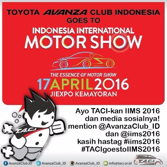 riyancancer's tweet photo. #KopdarTACI #TACIGoesToIIMS2016 #IIMS2016 @AvanzaClub_ID @IIMS2016 @PARJO_ID @ToyotaID #WeAreFamilyTACI 17042016 https://t.co/Y27qRmicQN