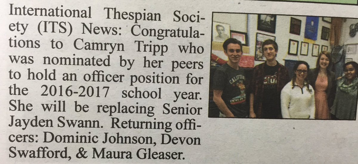 DHSTheatreDept's tweet photo. Congrats to @cammelryn on becoming an ITS Officer! Thank you @JaydenSwann for your service & dedication
#ITSOfficers https://t.co/4c8VNGkCJn