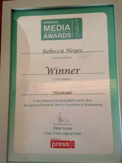 BREAKING : we now have the evidence of @mercuryrebecca great win at the Midland Media Awards #proudofstudents