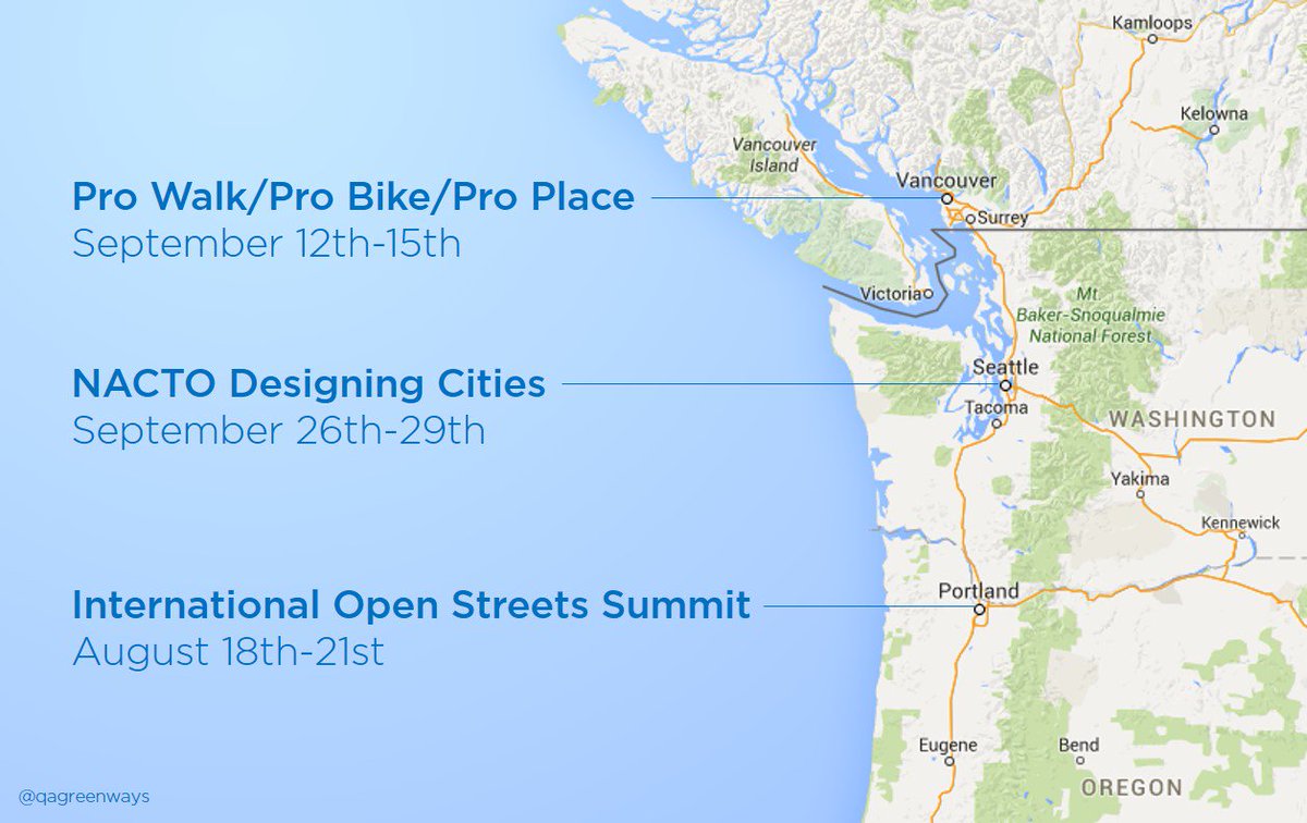 Qagggy's tweet photo. Mark your calendars! The world's premiere urbanist conferences are coming to Cascadia.
@UrbanistOrg @SNGreenways https://t.co/nnQPVqFLcc