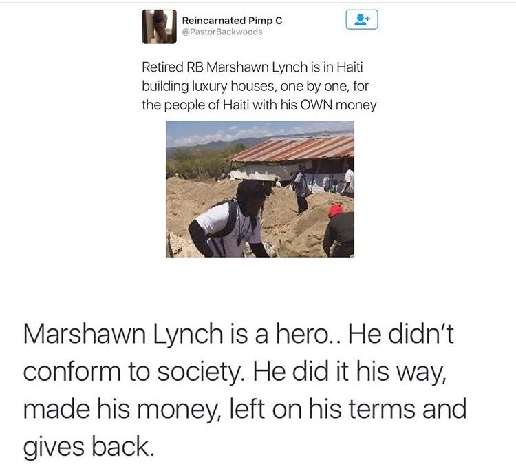 WORLDSTAR's tweet photo. Much respect to Marshawn Lynch 👏 https://t.co/SLmLz5wgIE