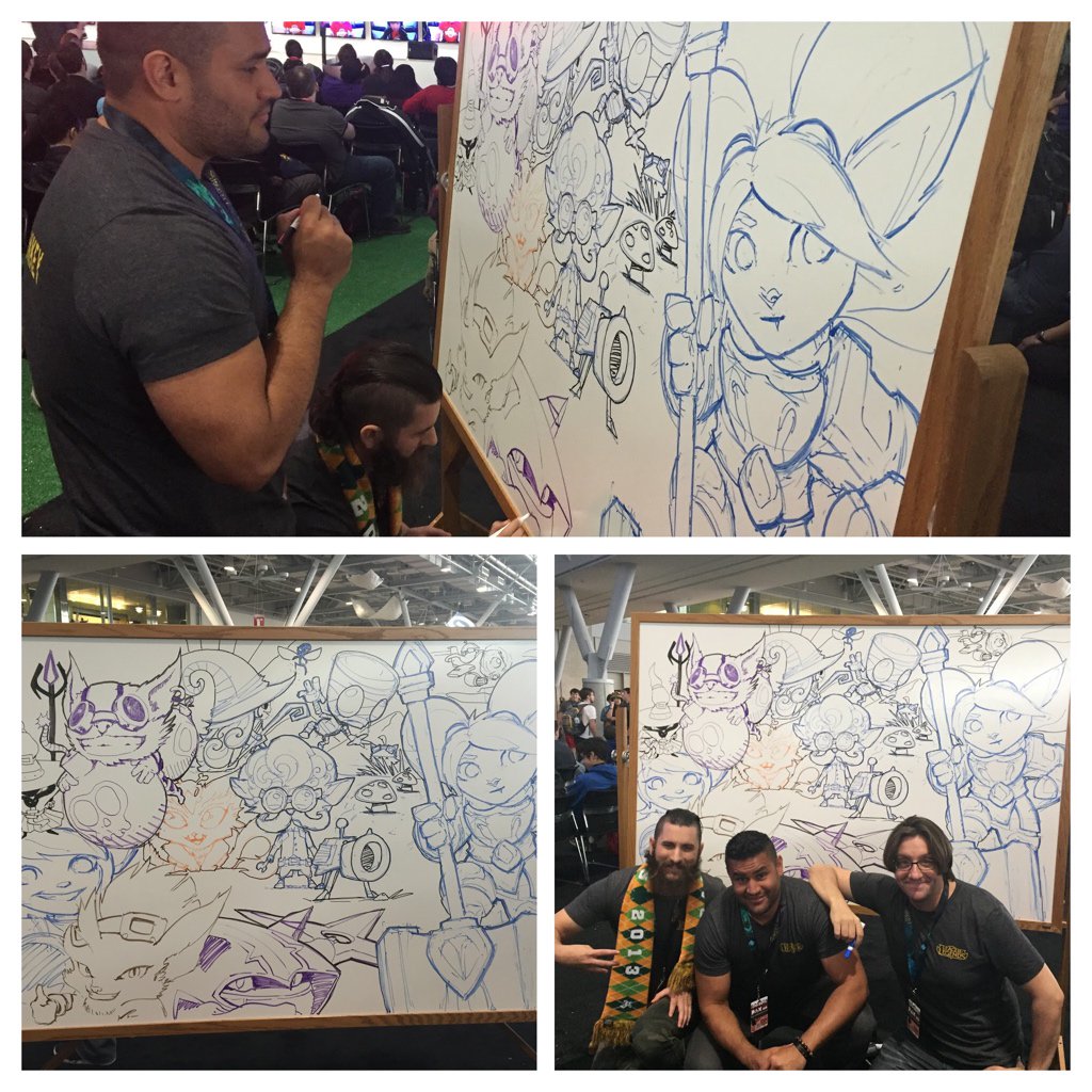 Iron_Stylus's tweet photo. The Board of Yordles! #PAXEast w/@Grumpymonkeh &amp; @kindlejack @LeagueOfLegends https://t.co/fQBQZi1eg9