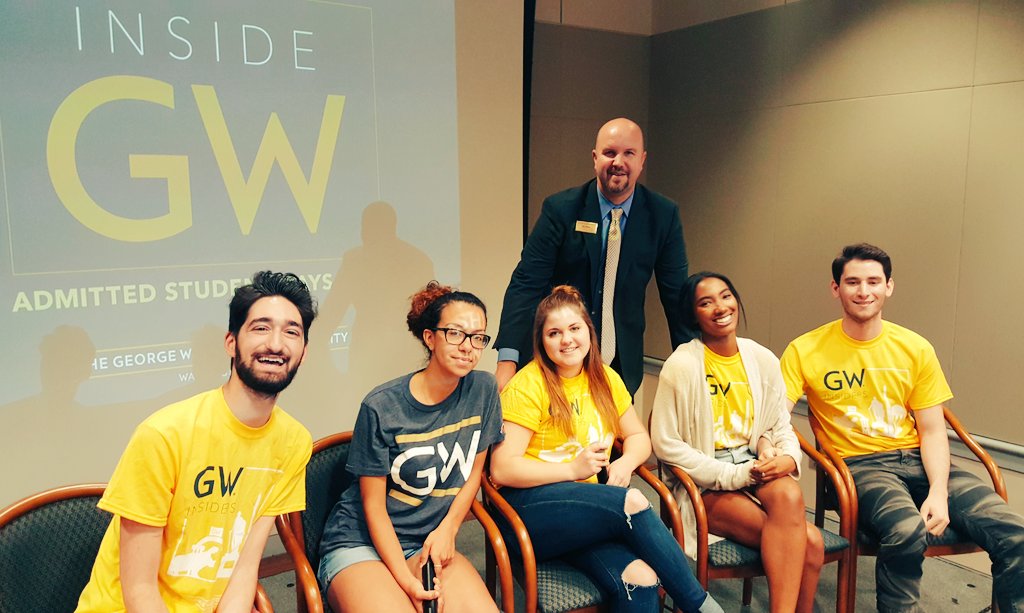 GWAdmissions's tweet photo. Gearing up for the student panel at #InsideGW2016 for the #GWClassof2020!! https://t.co/HO844dFC1r