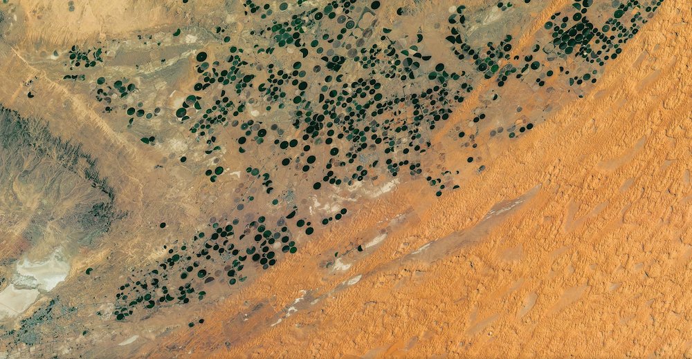 EarthDailyA's tweet photo. Waterwheels dot the desert in Saudi Arabia’s agricultural core https://t.co/CNURVYmS6V #SeeThePlanet #Agriculture https://t.co/RbDJLUNAtu