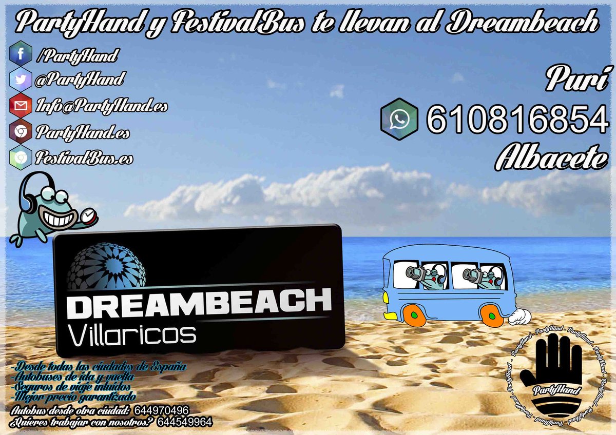 VEN EN BUS AL DREAMBEACH 
🚌 CON <a href="/PartyHand/">PartyHand (Oficial)</a> ❗❗

Infórmate en el 610816854 📲 😀
#BusDreambeach