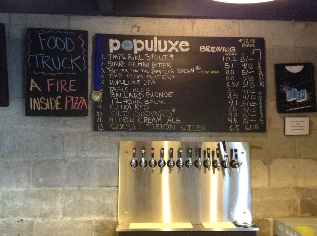 PopuluxeBrewing's tweet photo. A perfect way to start a rainy Friday night is with @AfireInsideWFP and a "Better Than The Beatles" Brown. https://t.co/020iCOfHhn