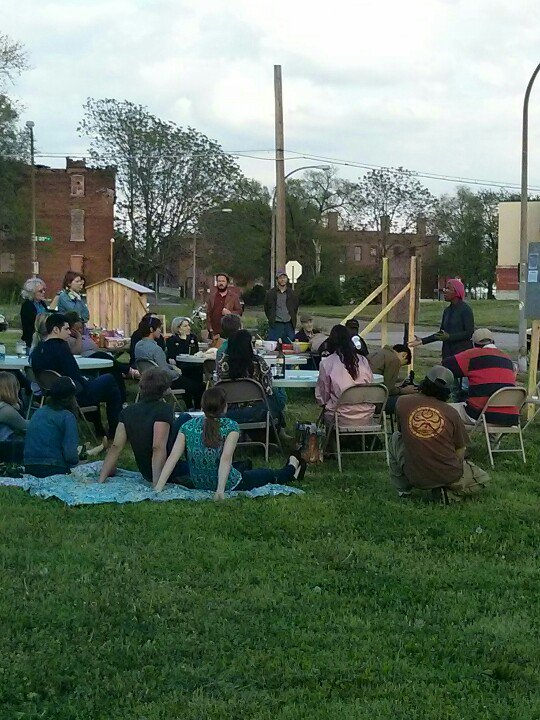SaveNorthSide's tweet photo. Put a Fork in the NGA! Resident Sheila Rendon giving history of St.Louis Place neighborhood. #NoNGA https://t.co/EZCmEpoCZN