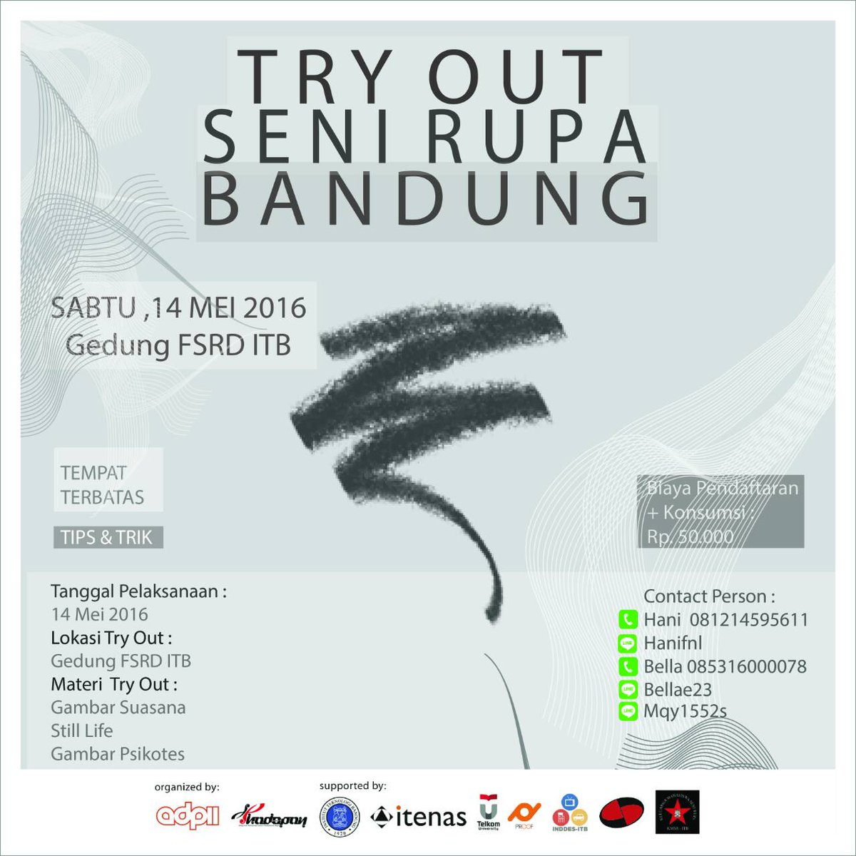 indesignation's tweet photo. @SBMPTN_SNMPTN TRY OUT SENI RUPA BDG| 14Mei16 | gd.FSRD ITB | 50K | dapatkan tipstrik lengkap hadapi ujian msk FSRD https://t.co/WbEskq2BZo