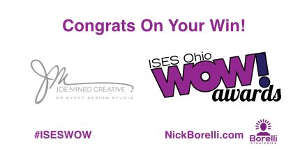 NickBorelli's tweet photo. @mineocreative congratulations on your #ISESWOW Award win! https://t.co/y8aM4Kj5UX