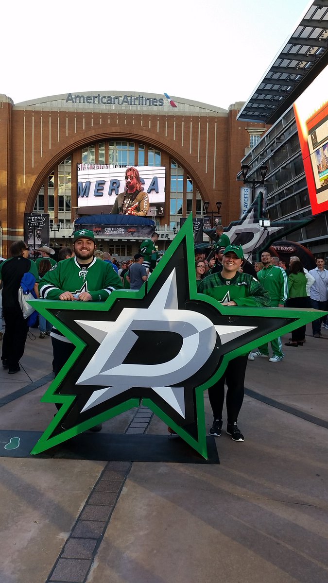 Bonejw's tweet photo. @jbellharding14 and I are ready for the @DallasStars game tonight! #LoneStarsState #VictoryRising #LetsGoStars https://t.co/jTiKzjn2fw