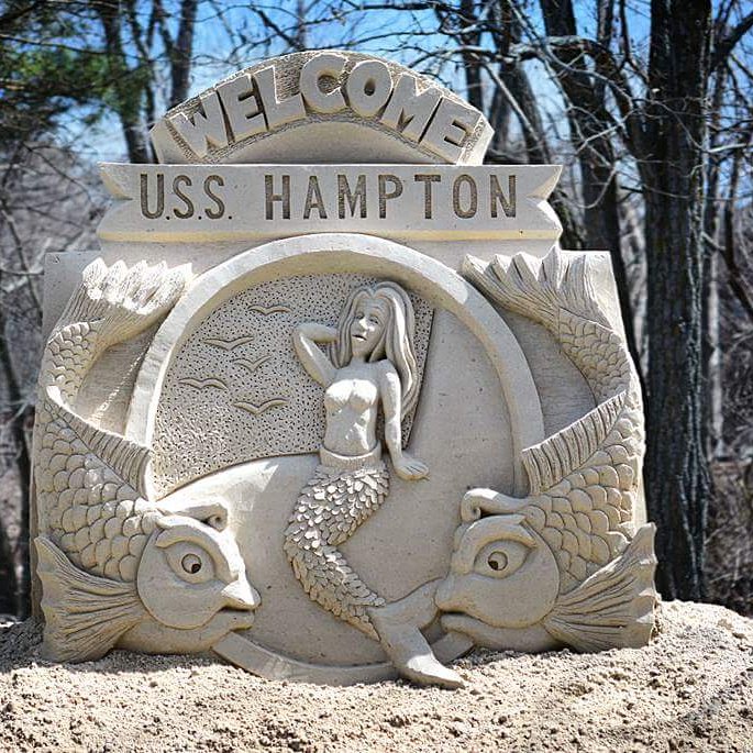Getting ready for the #USSHampton #newhampshire #hamptonbeach #sandsculpture #GregGrady #summer