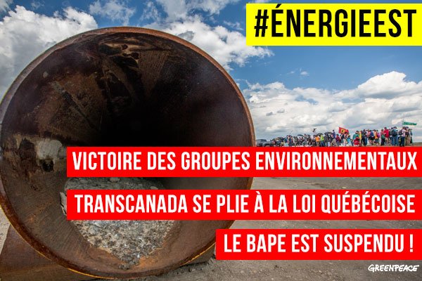 patbonin's tweet photo. VICTOIRE des groupes env.!  #TransCanada forcée de respecter les lois du Qc! #ÉnergieEst  https://t.co/2tAxocgFxd https://t.co/Cc4r5PlPsp