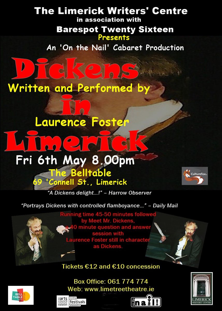 LimerickWriters's tweet image. @BealtaineFest Dickens in Limerick @BelltableLimk @EventsLimerick @limerick