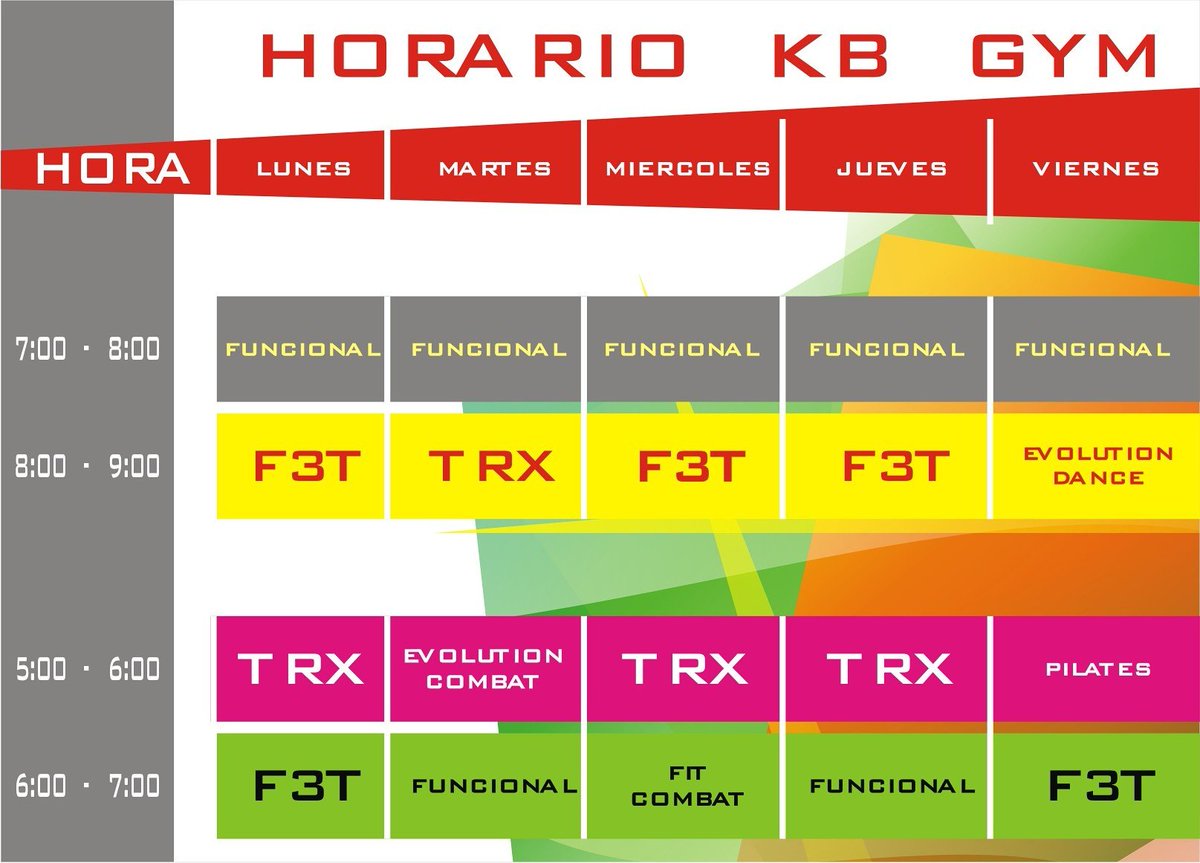 Kb_Gym1's tweet photo. Compartimos nuestro horario de lunes a viernes con las mejores opciones del mundo Fit. #Kbgym https://t.co/JZwB8XSMrv