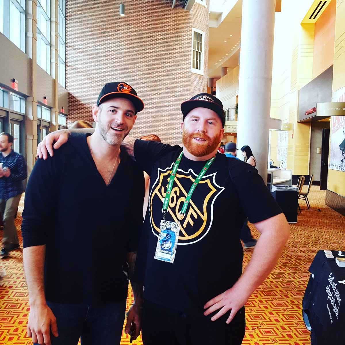 EmbersFallBand's tweet photo. Dennis with Matt Halpern from Periphery! #embersfall #periphery #fangirlalert #launchmusicconference #launchmusic https://t.co/xs2tRsRWG1