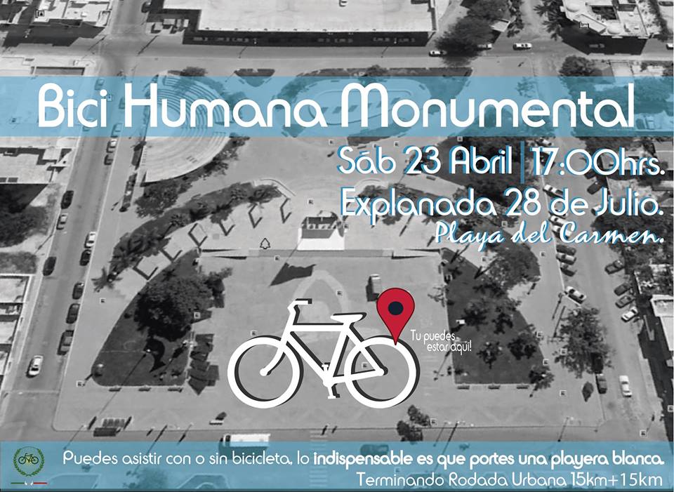 PlayaBicicleter's tweet photo. Un Sabado muy activo ven participa rodada y bici humana #PlayaDelCarmen  Hay cambios que se pueden hacer. https://t.co/u3Defd4H34