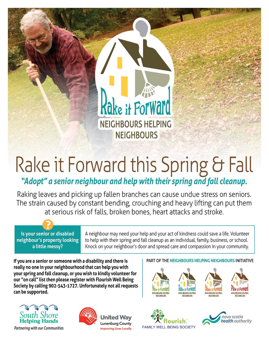 Nice spring weekend ahead
Stay outside longer and help a senior neighbour. RAKE IT FORWARD