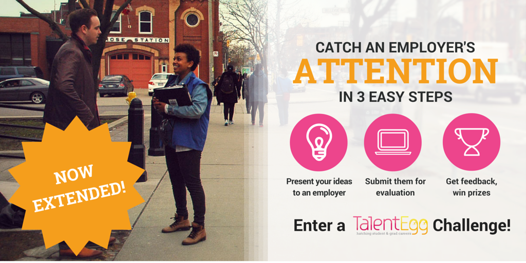 TalentEgg's tweet photo. We're extending the #TEChallenges deadline! You can still enter to win a full-time career: https://t.co/4TavtnIVC7. https://t.co/7dq5UaNRG9