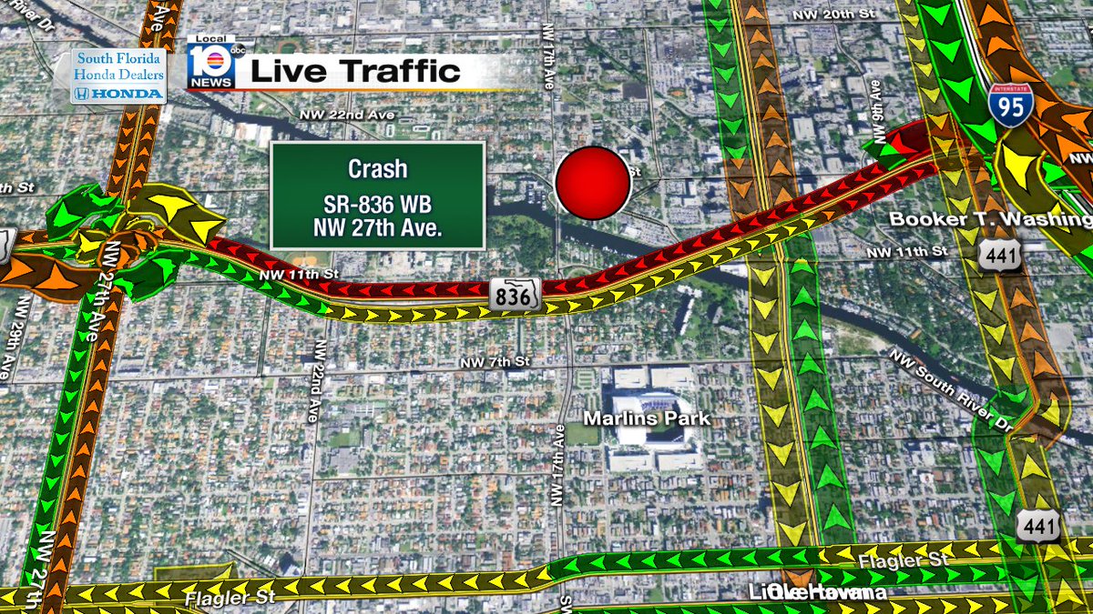 CRASH: SR-836 WB & NW 27th Ave. Expect delays.  #TRAFFIC #MIAMI https://t.co/RZ51hQmM6h