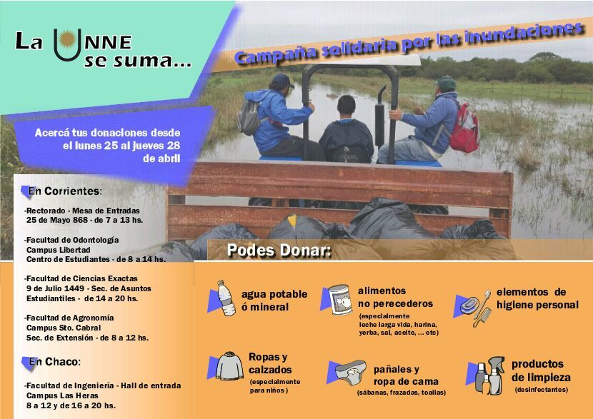 SoyPabloMiguel's tweet photo. La UNNE alista su campaña solidaria para colaborar con los afectados por las inundaciones. Del 25 al 28 de abril. https://t.co/isWv07u82k