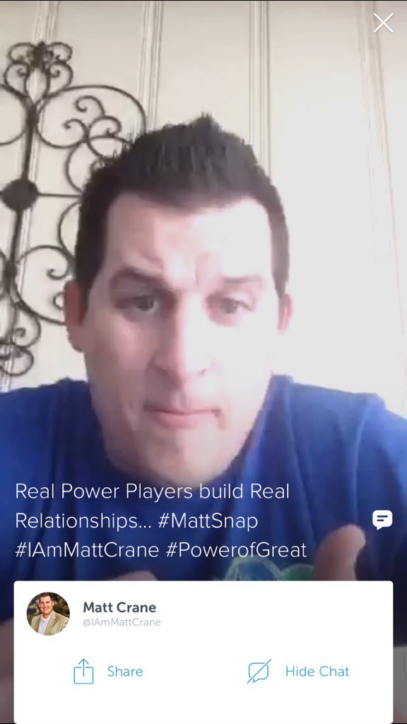 ReservoirApps's tweet photo. .@IAmMattCrane on #Periscope: Real Power Players build Real Relationships... #MattSnap #IAmM https://t.co/trj15RphTZ https://t.co/VjkmETVrXo