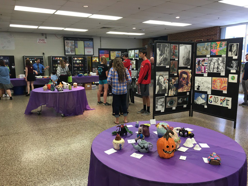 Viewing the student art at Perry Hall High. Outstanding students and teachers