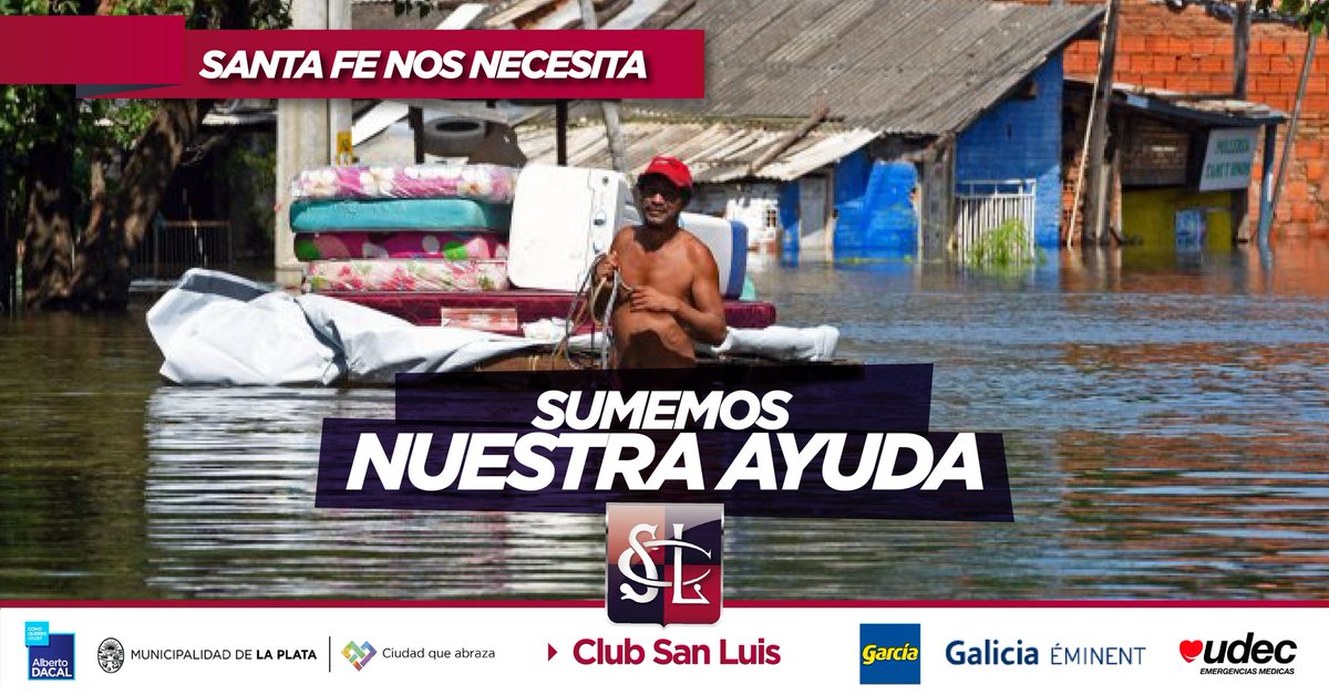 clubsanluis_ok's tweet photo. Cuantos más seamos, más sumamos! Retwitteá para q el sábado llevemos alimentos no perecederos y agua mineral. https://t.co/O06v3kEHid