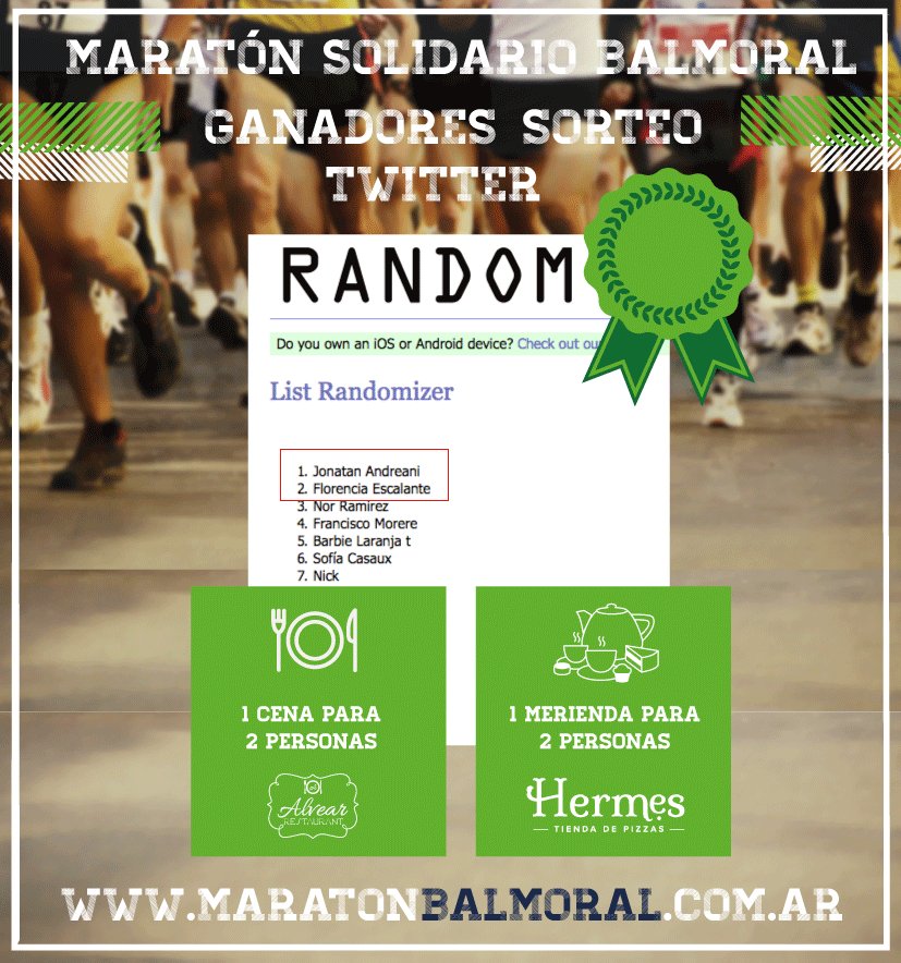 ¡FELICITACIONES A LOS GANADORES DEL SORTEO! <a href="/JonatanAndreani/">Jonatan Andreani</a> una cena en Resto Alvear y <a href="/Escalanteflorpr/">Florencia Escalante</a> en Hermes.
