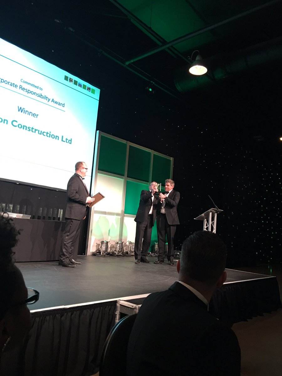 CCIHWYAwards's tweet photo. @CCIHWYAwards Corporate Responsibility Award sponsored by @WetherbyEWI @Soar_Build winner Clugston @ClugstonConst https://t.co/pK5XMeXn1H