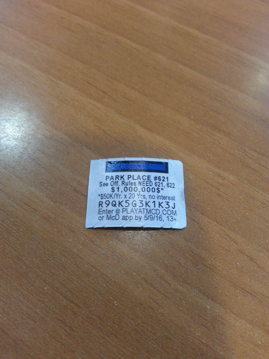 I have Park Place, if anyone has Boardwalk I will split the million with you.