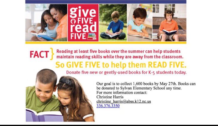 SylvanElem's tweet photo. Blue Jays have collected 1,300 books! Only 300 to our goal! #give5read5 #learnleadsoar #syebluejays https://t.co/mKnpO3fndx