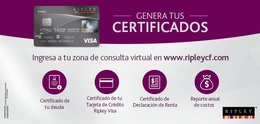 Ripley_Colombia's tweet photo. Aquí: https://t.co/7mwJ26ZpwK 
zona de consulta virtual. Conoce lo fácil quees generar tus certificados y extractos. https://t.co/dWYGc0GOnU
