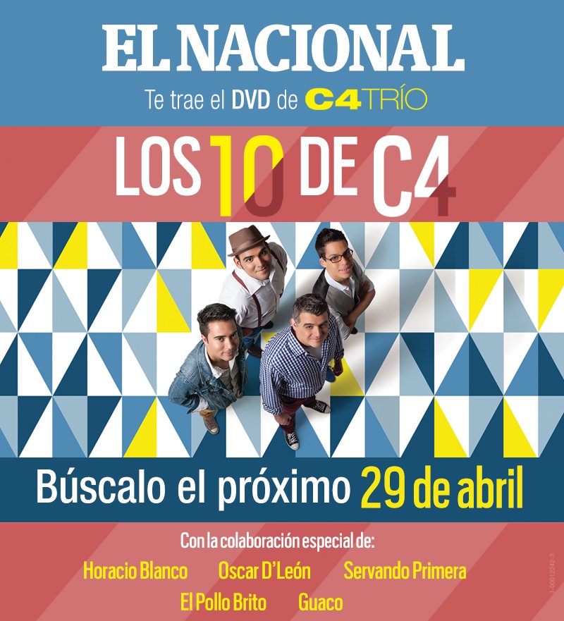 ElNacionalWeb's tweet photo. Nuestra edición impresa del #29ABR #30ABR #1MAY te trae el cupón de descuento para el DVD de @C4trio https://t.co/uYzgYcna0q
