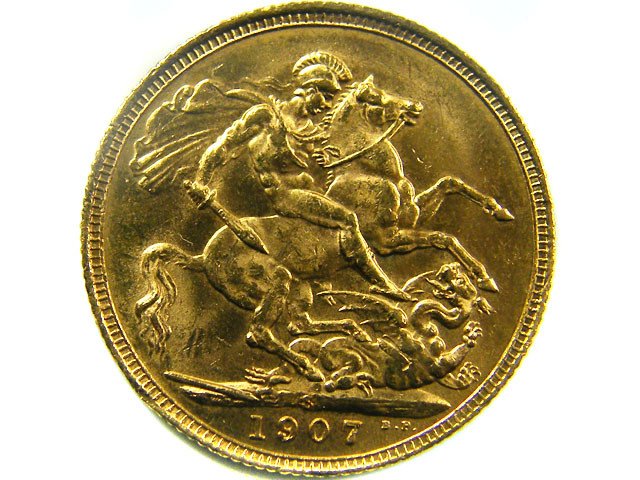 CAuctioned's tweet photo. This un circulated 1907 gold Sovereign Coin is a stunner, 22 carat gold, stamped Edward D.G. https://t.co/XuQY4Aacsq https://t.co/iOS0YZGYiv
