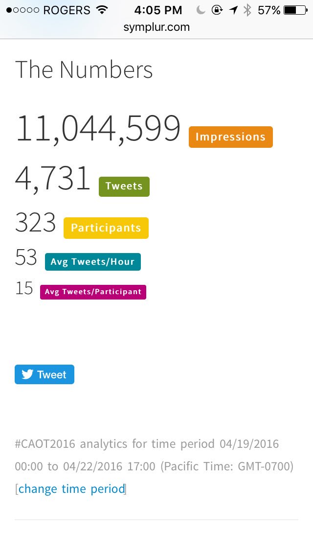 #CAOT2016 officially closed! Great job OTweeps, we hit 11 Million!!!