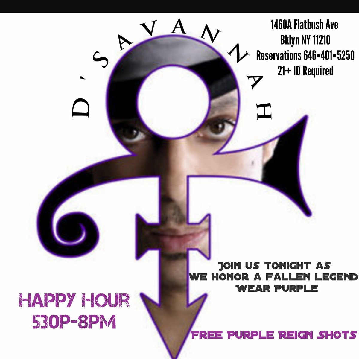 dsavannahbar's tweet photo. Tonight we celebrate Prince and his legacy. Please wear purple. https://t.co/HzC4TxnuP7