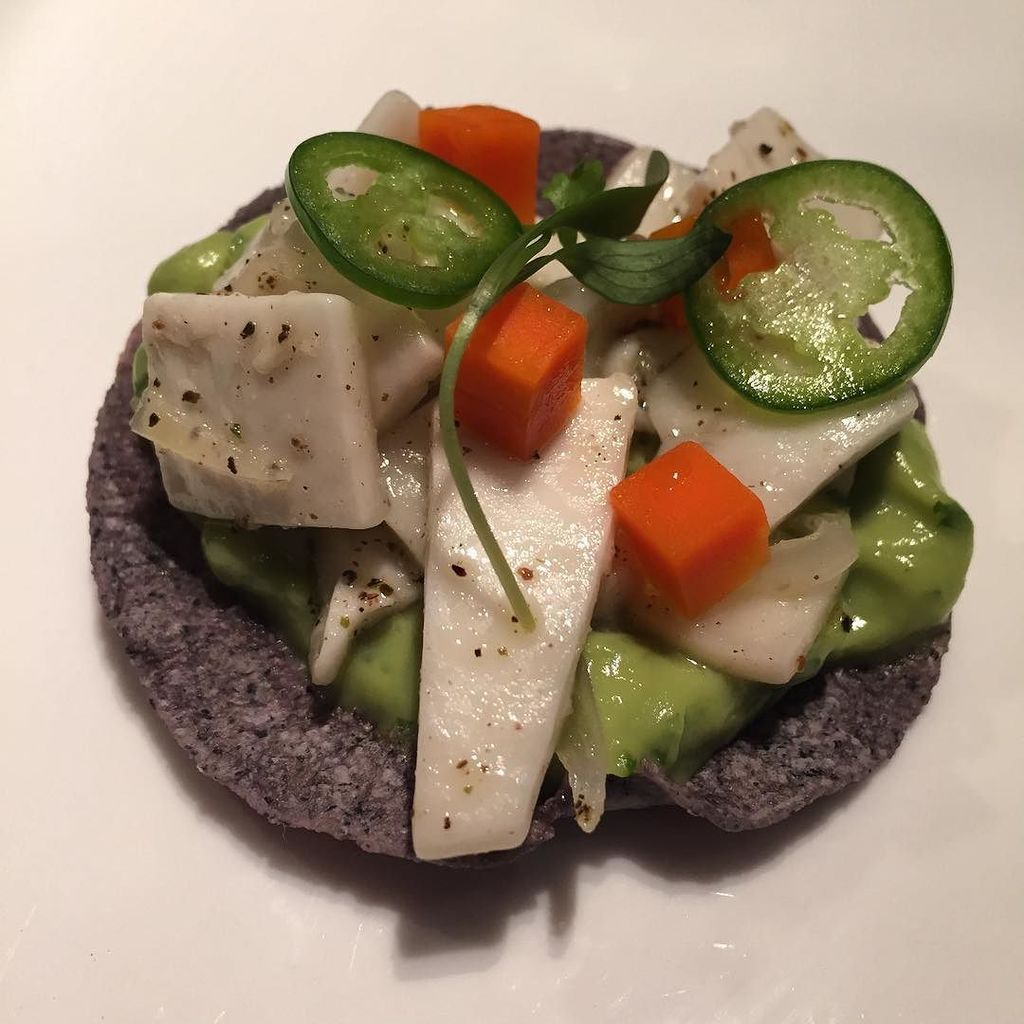 The talented @gabrielaruizl's fermented coconut tostada at Worlds of Flavor in #Napa. #Mex… ift.tt/1SpjmY9