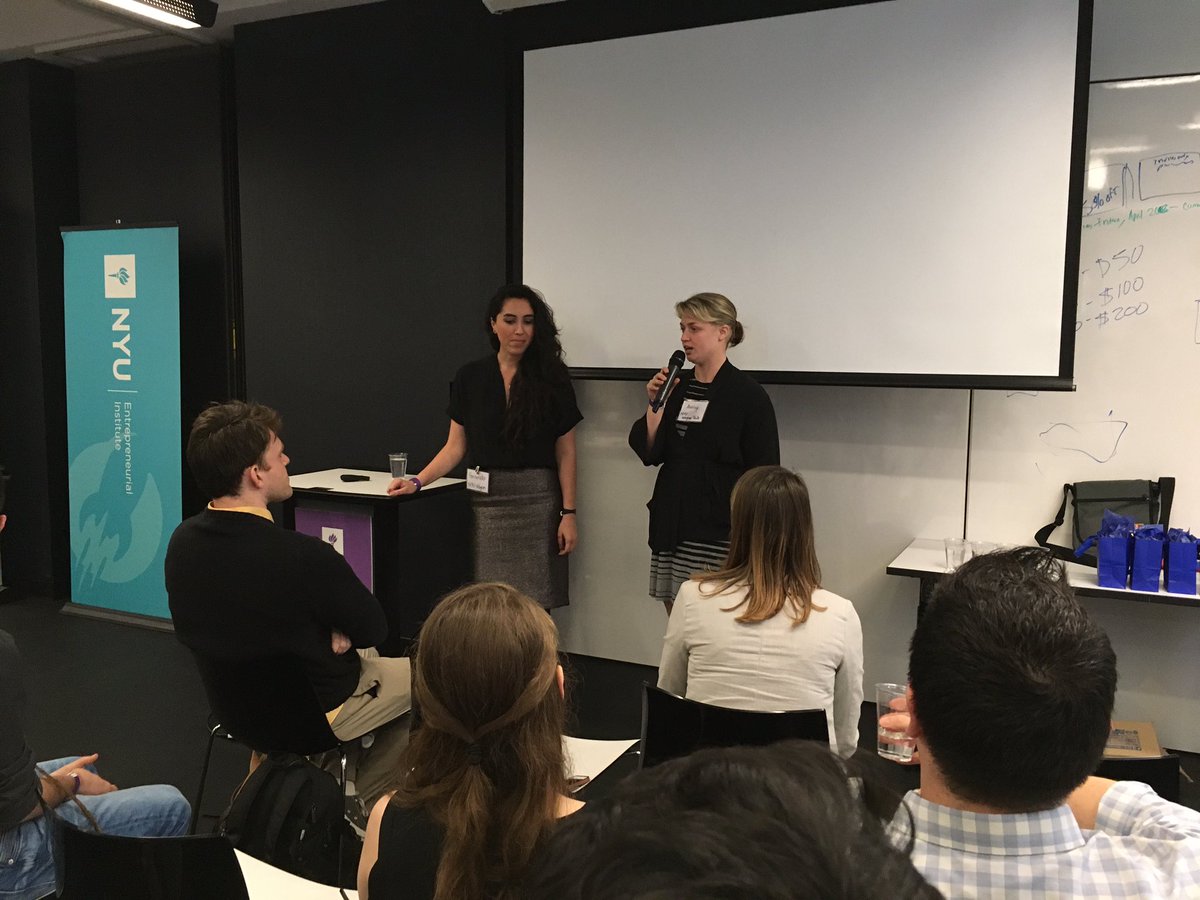 NYUwagnertech's tweet photo. Our 2016-17 co-chairs @fernandavlop and Ashely Smith close up and prepare for a night of networking, NYU-style https://t.co/vEBk9742nG
