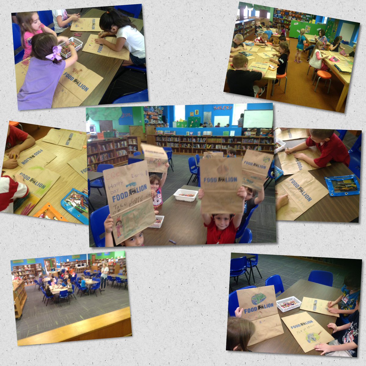SummitVirtAcad's tweet photo. #cgesoars K students decorate @FoodLion bags to encourage people to take care of our planet #rssmedia #EarthDay https://t.co/JvwwZf2xiY