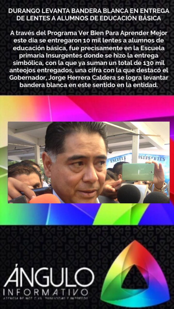 AnguloInforma's tweet photo. DURANGO LEVANTA BANDERA BLANCA EN ENTREGA DE LENTES A ALUMNOS DE EDUCACIÓN BÁSICA https://t.co/HtXfFSmyax