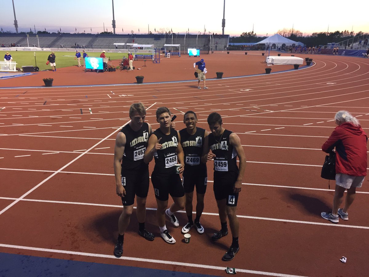 LSHSBoysTrack's tweet photo. 4x400 qualifies for the finals at the KU Relays. Way to go Moreno, Iversen, Fell, and Mitchell. https://t.co/zF4dgM6S1Q